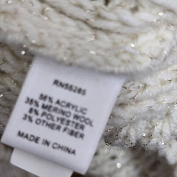 Y2k Cozy Neutral Cream Sparkle Tie Waist Chunky Sweater - Picture 9 of 10